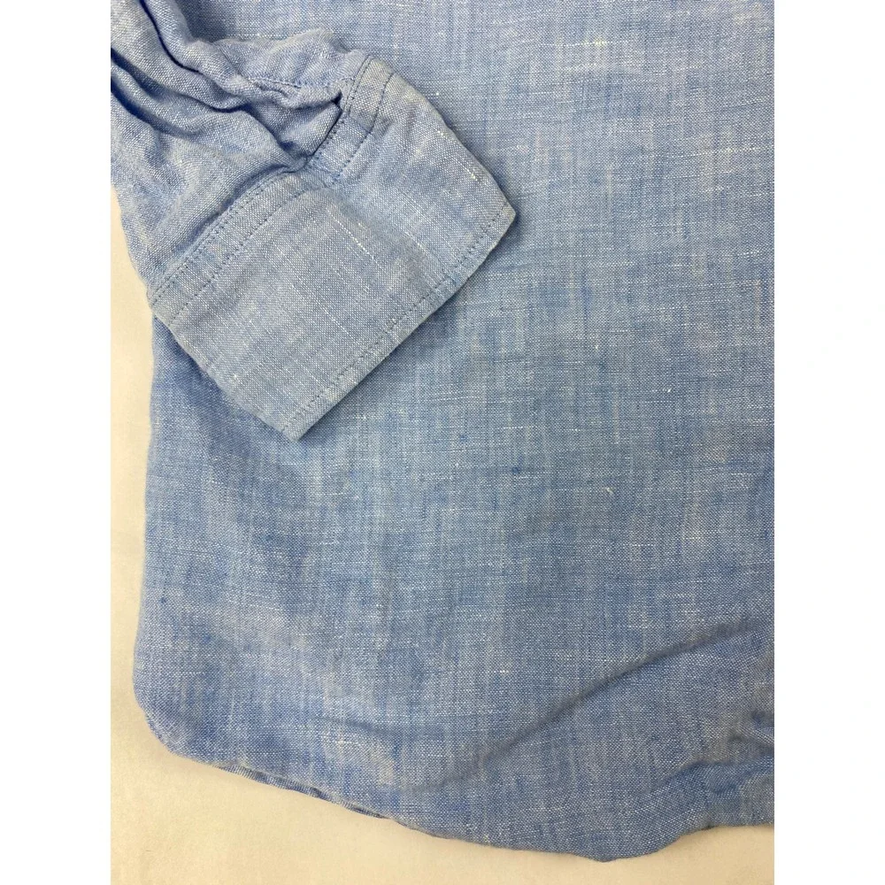 Banana Republic 100% Linen Shirt Men's Size Large Blue Camden Fit
